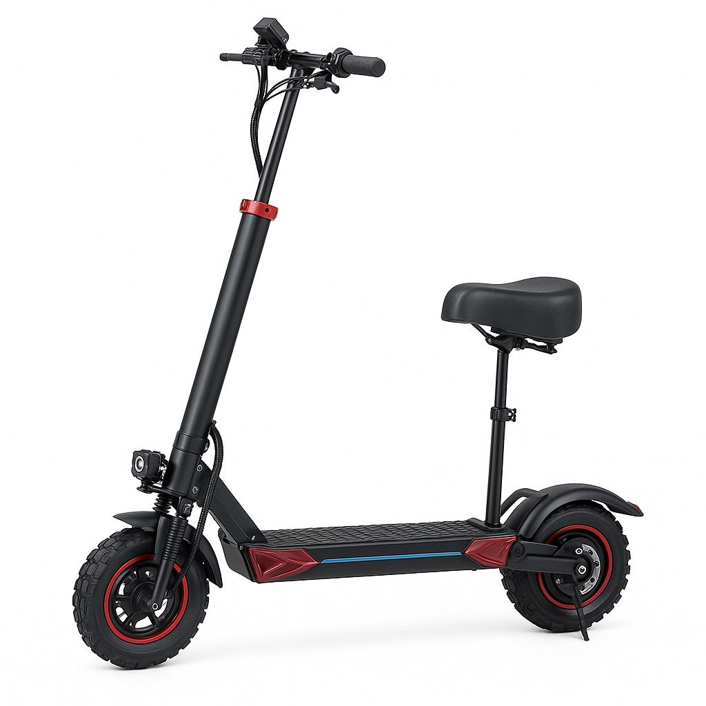 1200W Off-road Electric Scooter with Seat, 48V 21Ah Battery, Max speed 30Mph, Range 35Miles, Foldable Commuter E-scooter