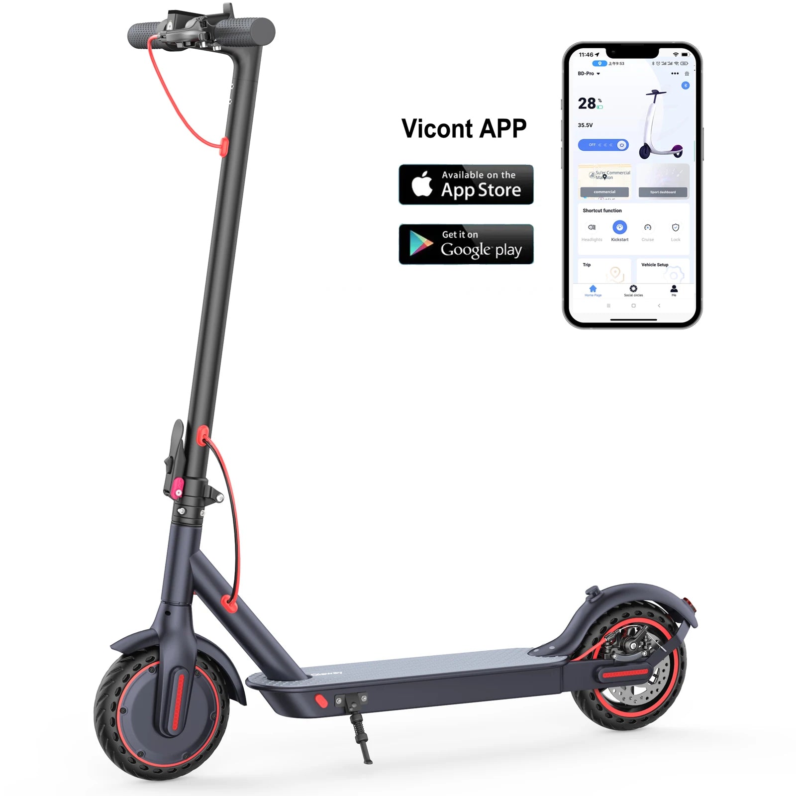 LP60 Electric Scooter 350W 25km/h APP Smart Control Scooter 8.5inch tire Folding Electric Scooter 30KM Max Range for Adult