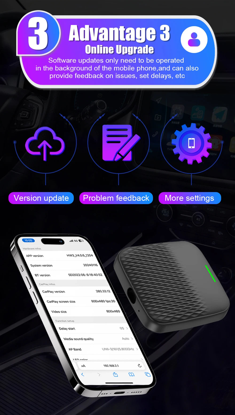 CarPlay Wireless Android Auto 2 In 1 Car Ai Box For Peugeot Audi Buick Cadillac Chery Chevrolet Ford GMC Haval Honda Jeep Kia